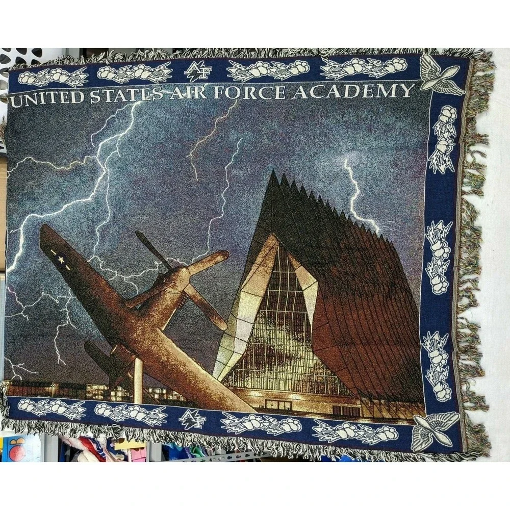 USAF United States Air Force Academy Tapestry‎ Blanket About 50x67 Inch